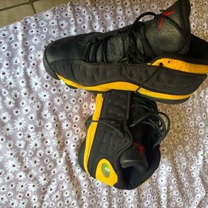 Jordan Black and Yellow Sneakers Athletic Performance